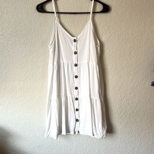 White button up mid length dress